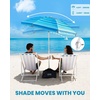 image:imageOutdoorMaster Beach Umbrellas for Sand with Sandbag amp Anchor 72ft Adjustable Umbrella for Beach Heavy Duty Wind Portable UPF50 Sunshade with Carry Bag for PatioLight Blue Striped Dual Fold