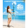 image:imageOutdoorMaster Beach Umbrellas for Sand with Sandbag amp Anchor 72ft Adjustable Umbrella for Beach Heavy Duty Wind Portable UPF50 Sunshade with Carry Bag for PatioLight Blue Striped Simple