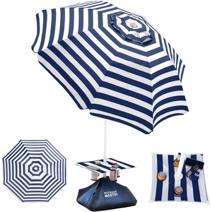 image:imageOutdoorMaster Beach Umbrellas for Sand with Sandbag amp Anchor 72ft Adjustable Umbrella for Beach Heavy Duty Wind Portable UPF50 Sunshade with Carry Bag for PatioNavy Striped Cup Holder