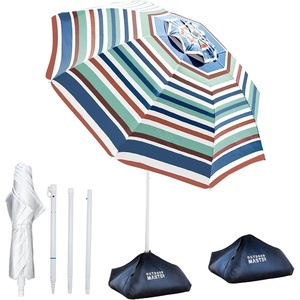 image:imageOutdoorMaster Beach Umbrellas for Sand with Sandbag amp Anchor 72ft Adjustable Umbrella for Beach Heavy Duty Wind Portable UPF50 Sunshade with Carry Bag for PatioBlue Red Striped Dual Fold