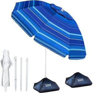 image:imageOutdoorMaster Beach Umbrellas for Sand with Sandbag amp Anchor 72ft Adjustable Umbrella for Beach Heavy Duty Wind Portable UPF50 Sunshade with Carry Bag for PatioDark Blue Striped Dual Fold