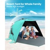 image:imageOutdoorMaster Beach Tent with Blackout Shelter Technology Portable Sun Shade Shelter 4 Person Pop Up Beach Tents with UPF 50 UV Protection 95mm Thick Pole 3 Ventilating Mesh Windows KahkiGreen