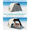 image:imageOutdoorMaster Beach Tent with Blackout Shelter Technology Portable Sun Shade Shelter 4 Person Pop Up Beach Tents with UPF 50 UV Protection 95mm Thick Pole 3 Ventilating Mesh Windows KahkiKhaki