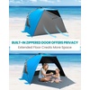 image:imageOutdoorMaster Beach Tent with Blackout Shelter Technology Portable Sun Shade Shelter 4 Person Pop Up Beach Tents with UPF 50 UV Protection 95mm Thick Pole 3 Ventilating Mesh Windows KahkiBlue