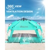 image:imageOutdoorMaster Beach Tent with Blackout Shelter Technology Portable Sun Shade Shelter 4 Person Pop Up Beach Tents with UPF 50 UV Protection 95mm Thick Pole 3 Ventilating Mesh Windows KahkiGreen