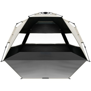 image:imageOutdoorMaster Beach Tent with Blackout Shelter Technology Portable Sun Shade Shelter 4 Person Pop Up Beach Tents with UPF 50 UV Protection 95mm Thick Pole 3 Ventilating Mesh Windows KahkiKhaki