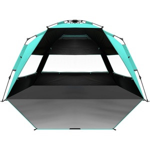 image:imageOutdoorMaster Beach Tent with Blackout Shelter Technology Portable Sun Shade Shelter 4 Person Pop Up Beach Tents with UPF 50 UV Protection 95mm Thick Pole 3 Ventilating Mesh Windows KahkiGreen