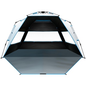 image:imageOutdoorMaster Beach Tent with Blackout Shelter Technology Portable Sun Shade Shelter 4 Person Pop Up Beach Tents with UPF 50 UV Protection 95mm Thick Pole 3 Ventilating Mesh Windows KahkiOcracoke Coast