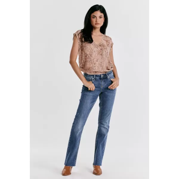 DEAR JOHN Women's Playback Mid Rise Slim Straight Jeans