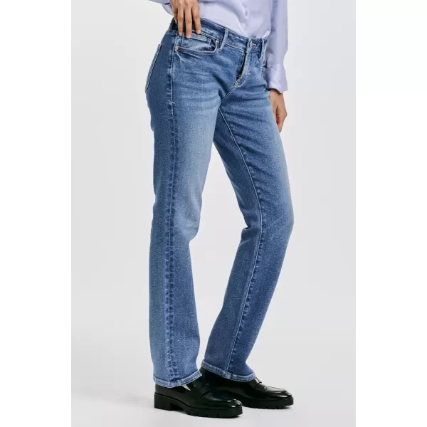 DEAR JOHN Women's Playback Mid Rise Slim Straight Jeans