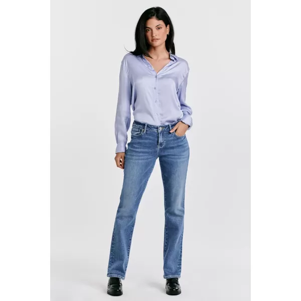 DEAR JOHN Women's Playback Mid Rise Slim Straight Jeans