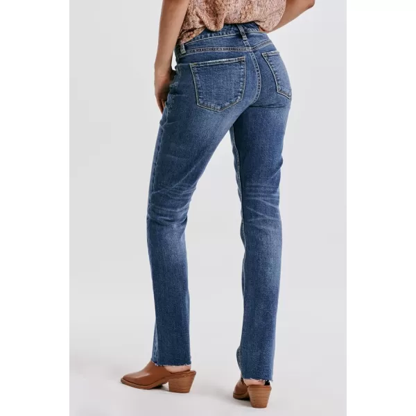 DEAR JOHN Women's Playback Mid Rise Slim Straight Jeans