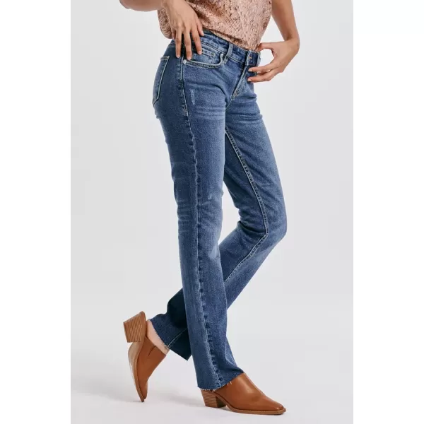 DEAR JOHN Women's Playback Mid Rise Slim Straight Jeans