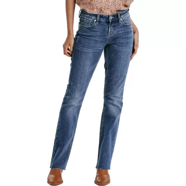 DEAR JOHN Women's Playback Mid Rise Slim Straight Jeans