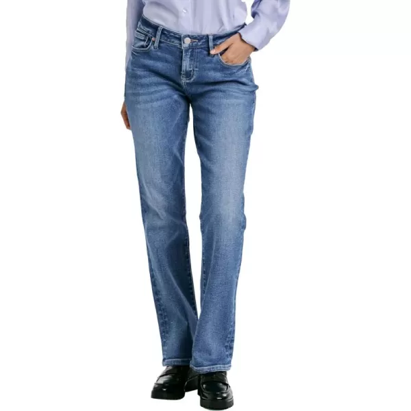 DEAR JOHN Women's Playback Mid Rise Slim Straight Jeans