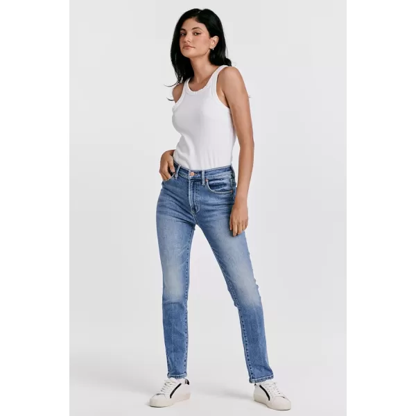 DEAR JOHN Women's Stella Super High Rise Cropped Slim Straight Jeans
