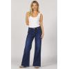 imageDEAR JOHN Micah Wide Leg Jeans Mid Rise Raw Cut Hem  Full Length Inseam  Stretch Denim  Night  Size 27