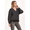 imageDEAR JOHN Zyra Womens Thermal Sweater Oversized Top VNeck Drop Shoulder Long SleeveBlack