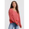 imageDEAR JOHN Zyra Womens Thermal Sweater Oversized Top VNeck Drop Shoulder Long SleeveViva Magenta