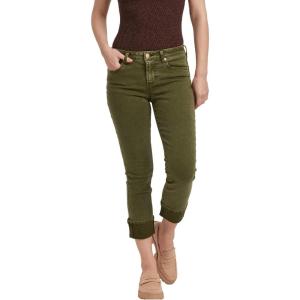 imageDEAR JOHN Blaire Womens Straight Jeans Mid Rise Cuffed InseamArmy