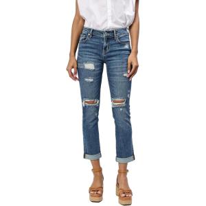 imageDEAR JOHN Blaire Womens Straight Jeans Mid Rise Cuffed InseamBoston