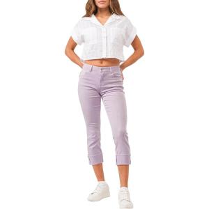 imageDEAR JOHN Blaire Womens Straight Jeans Mid Rise Cuffed InseamOrchid Petal