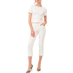imageDEAR JOHN Blaire Womens Straight Jeans Mid Rise Cuffed InseamWhite