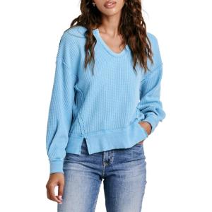 imageDEAR JOHN Zyra Womens Thermal Sweater Oversized Top VNeck Drop Shoulder Long SleeveAdriatic Blue