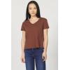 imageDEAR JOHN Vanya VNeck Womens ShortSleeve Relaxed Fit TopCappuccino