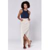 imageDEAR JOHN Vianna Womens Denim Skirt Front Slit Clean HemWheat
