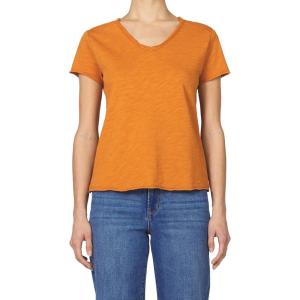 imageDEAR JOHN Vanya VNeck Womens ShortSleeve Relaxed Fit TopPumpkin Spice