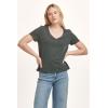imageDEAR JOHN Madelyn Short Sleeve VNeck Womens Relaxed Jersey TeeDark Moss