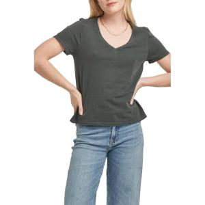 imageDEAR JOHN Madelyn Short Sleeve VNeck Womens Relaxed Jersey TeeDark Moss