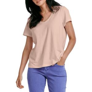imageDEAR JOHN Madelyn Short Sleeve VNeck Womens Relaxed Jersey TeeItalian Clay