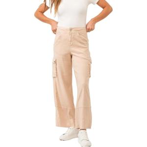 imageDEAR JOHN Marvey Womens Pant Colored High Rise Wide Leg Ankle Inseam Pants for WomenPeach Flash Linen