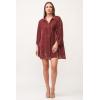 imageDEAR JOHN Leigh Womens Dress Collard Button Down 34 SleeveMarron