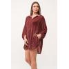 imageDEAR JOHN Leigh Womens Dress Collard Button Down 34 SleeveMarron