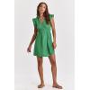 imageDEAR JOHN Womens Martha Ruffle Sleeve Dress Size Medium Green Flare