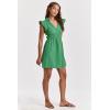 imageDEAR JOHN Womens Martha Ruffle Sleeve Dress Size Medium Green Flare