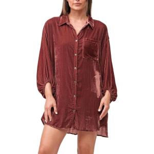 imageDEAR JOHN Leigh Womens Dress Collard Button Down 34 SleeveMarron