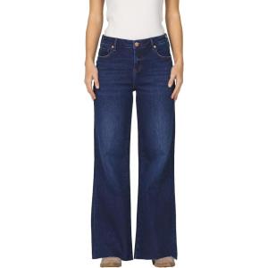 imageDEAR JOHN Micah Wide Leg Jeans Mid Rise Raw Cut Hem Full Long Inseam Length Womens DenimNight