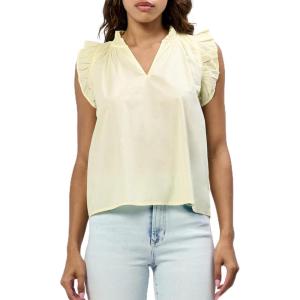 imageDEAR JOHN Puja Womens VNeck Relaxed Fit Womens TopPale Lime Yellow