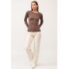 imageDEAR JOHN Nina Crew Neck Long Sleeve Classic Fit Womens TopDark Olive