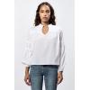 imageDEAR JOHN Adagio Womens Blouse Relaxed Fit VNeck Long SleeveWhite
