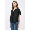 imageDEAR JOHN Beck Poplin Buttonup Short Sleeve Womens ShirtBlack
