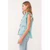 imageDEAR JOHN Ellie Womens Novelty Top Ruffle VNeck SleevelessBio Mint