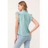 imageDEAR JOHN Ellie Womens Novelty Top Ruffle VNeck SleevelessBio Mint