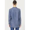 imageDEAR JOHN Galina Novelty ButttonDown Long Sleeve Womens ShirtIndependence Blue
