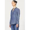 imageDEAR JOHN Galina Novelty ButttonDown Long Sleeve Womens ShirtIndependence Blue