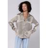 imageDEAR JOHN Galina Novelty ButttonDown Long Sleeve Womens ShirtVetiver